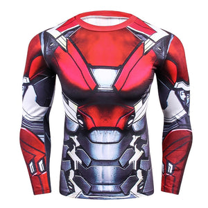 Compression Men's T Shirt Long Sleeve Fitness Top Ironman