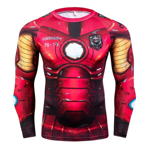 Marvel Comics Ironman Cosplay Costume Men T-Shirt Crossfit Fitness
