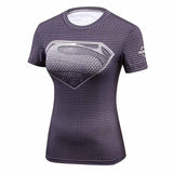 Summer Female Compression Superhero Batman/Superman/Wonder Women Tshirt