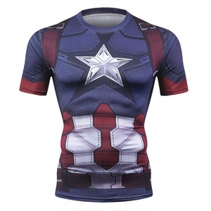 New Captain America 3D Printed T-Shirt Men Compression Men