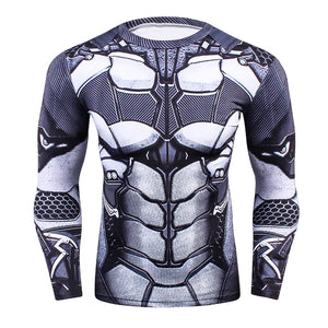 Mens MMA Fitness Rashguard Tight T Shirt Fashion 3D Ironman