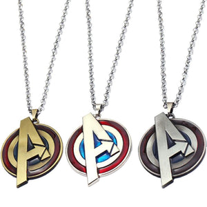 Avengers Captain America Marvel necklace pendant Black Metal