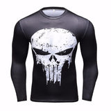 Fashion Superhero 3D Skull Punisher Spiderman Compression Bodybuilding T Shirt
