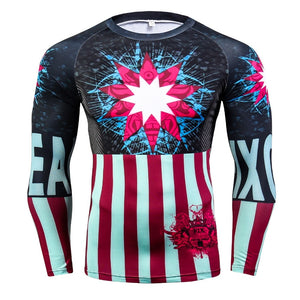 Fashion Captain America 3D T Shirt Men Fitness Compression Shirts