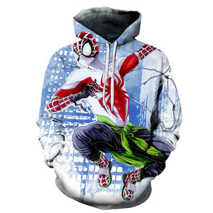 New Hot Marvel Anime Spiderman 3D Hoodies Men
